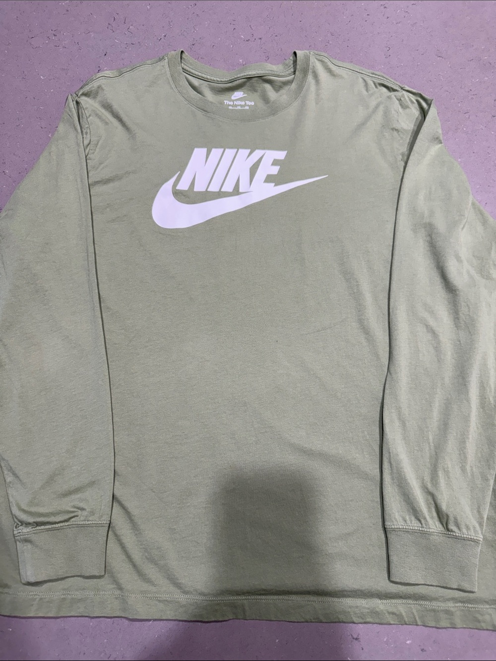 Nike Men’s Long-Sleeve Logo Tee in Olive Green Men’s XXL